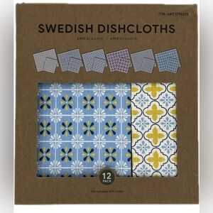 Swedish Dishcloths 12-Pack Blue/Yellow/Pink Various Patterns